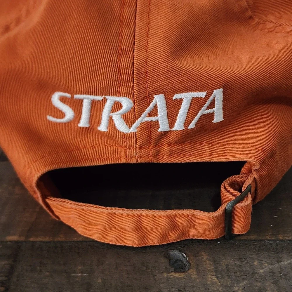 STRATA Golf Hat Adult Orange Adjustable Front Back logos Cap